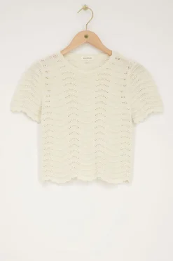 My Jewellery T-shirt Beige En Maille Ajourée Avec Lurex Clearance