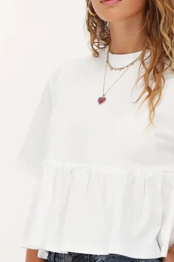 My Jewellery T-shirt Blanc à Volants Et Péplum Outlet
