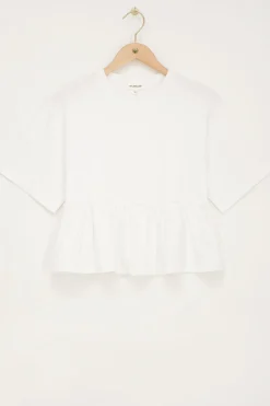 My Jewellery T-shirt Blanc à Volants Et Péplum Outlet