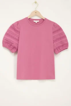 My Jewellery T-shirt Rose Plissé Et Détails Ajourés Best