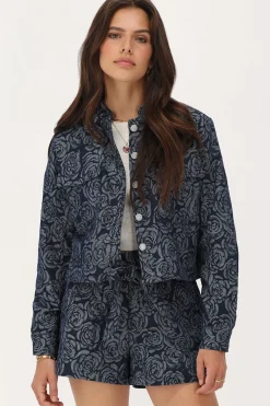 My Jewellery Veste En Jean Bleu Avec Des Roses Sale