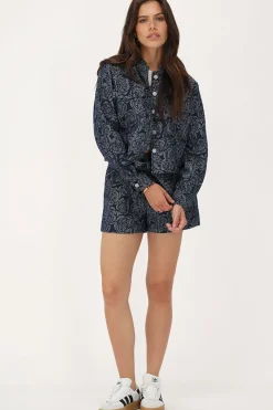 My Jewellery Veste En Jean Bleu Avec Des Roses Sale