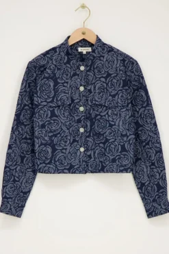 My Jewellery Veste En Jean Bleu Avec Des Roses Sale