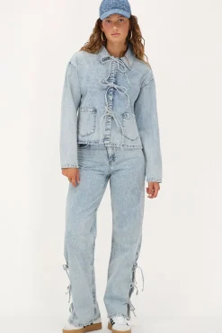 My Jewellery Veste En Jean Avec Nœuds Bleu clair New