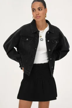 My Jewellery Veste En Jean Noir à Volants Discount
