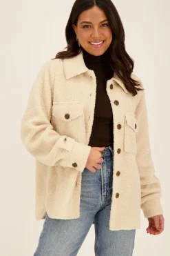My Jewellery Veste En Teddy Beige Avec Boutons Best