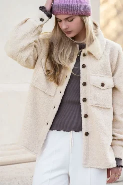 My Jewellery Veste En Teddy Beige Avec Boutons Best