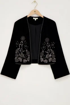 My Jewellery Veste En Velours Noir Avec Broderie Argentée Discount
