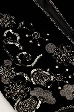My Jewellery Veste En Velours Noir Avec Broderie Argentée Discount