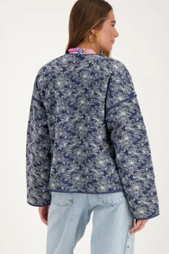 My Jewellery Veste Kimono En Chambray Bleu Avec Broderie Discount