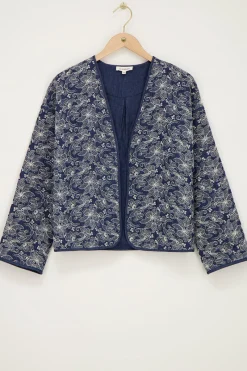 My Jewellery Veste Kimono En Chambray Bleu Avec Broderie Discount