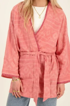 My Jewellery Veste Kimono Rose En Jacquard New