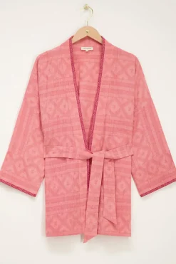 My Jewellery Veste Kimono Rose En Jacquard New