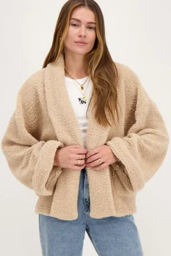 My Jewellery Veste Kimono Teddy Beige New