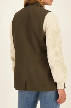 My Jewellery Veste Longue Sans Manches Vert Foncé Avec Poches Best