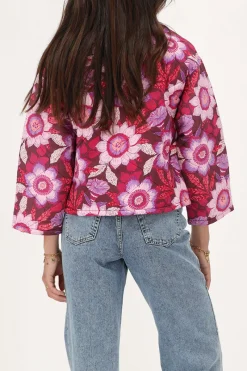 My Jewellery Veste Matelassée Marron Avec Nœuds Et Imprimé Floral Rose Online
