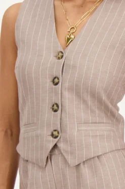 My Jewellery Veste Sans Manches à Fines Rayures New
