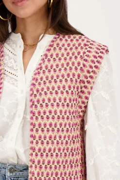 My Jewellery Veste Sans Manches Beige à Imprimé Fleuri Rose Et Vert Online