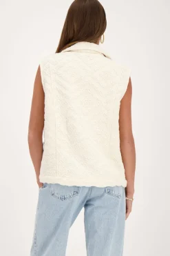 My Jewellery Veste Sans Manches Blanche Avec Jacquard En Zigzag Discount