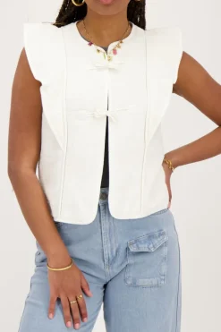 My Jewellery Veste Sans Manches he Avec Nœuds Et Volants Blanc Sale