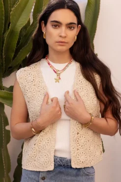 My Jewellery Veste Sans Manches En Crochet Beige Best