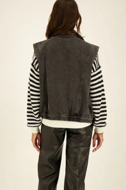 My Jewellery Veste Sans Manches En Denim Noir Clearance