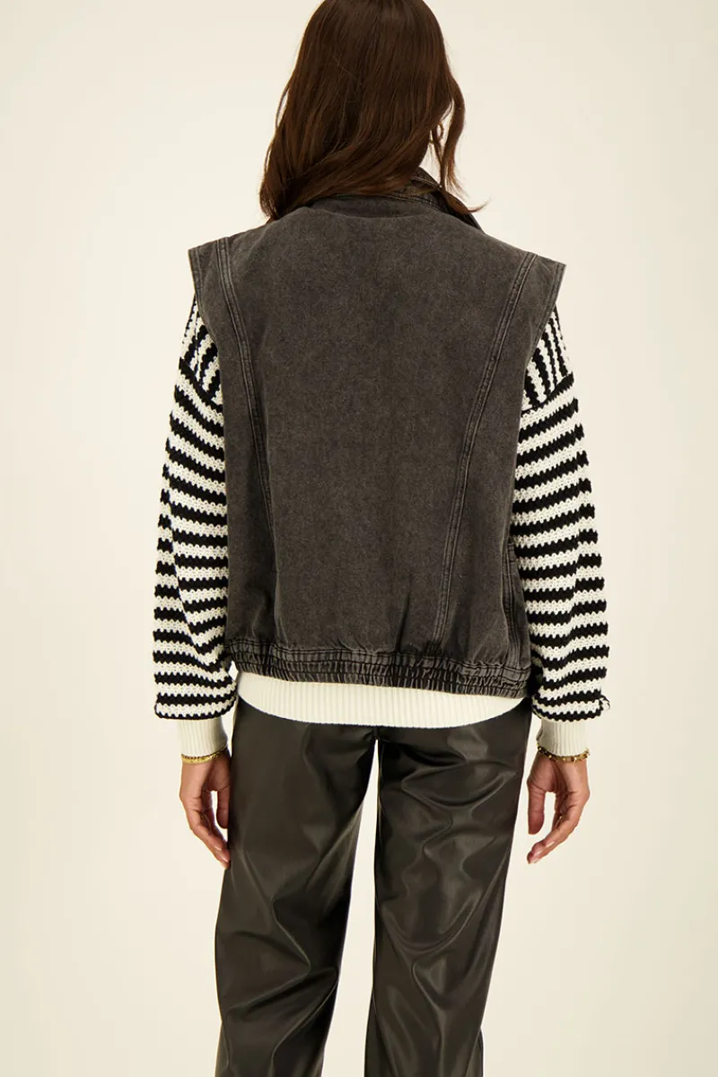 My Jewellery Veste Sans Manches En Denim Noir Clearance