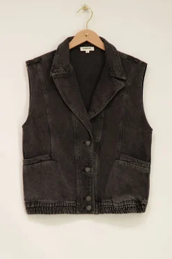 My Jewellery Veste Sans Manches En Denim Noir Clearance