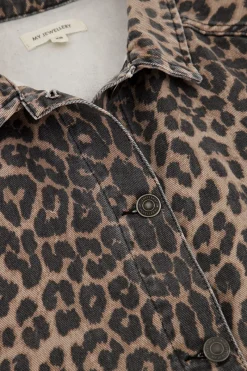 My Jewellery Veste Sans Manches En Denim Imprimé Léopard Clearance