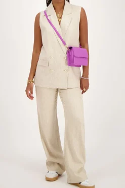 My Jewellery Veste Sans Manches En Lin Beige Avec Boutons Clearance