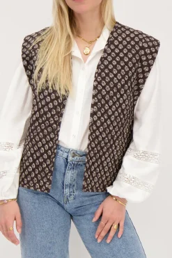 My Jewellery Veste Sans Manches Gris Foncé à Motifs Discount