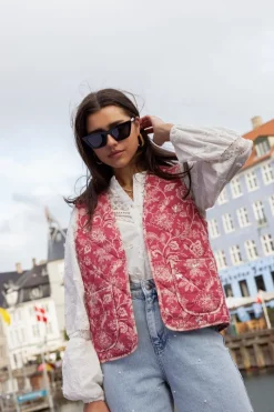 My Jewellery Veste Sans Manches Matelassée Rose à Fleurs Outlet
