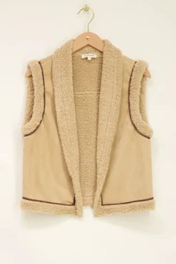 My Jewellery Veste Sans Manches Réversible En Teddy Beige Online
