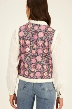 My Jewellery Veste Sans Manches Teddy & Denim Fleuri Clearance