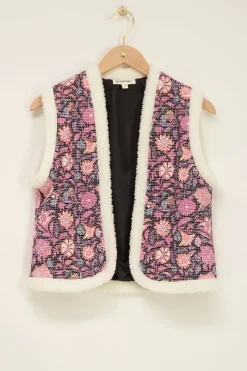 My Jewellery Veste Sans Manches Teddy & Denim Fleuri Clearance