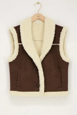 My Jewellery Veste Sans Manches Teddy En Daim Marron New