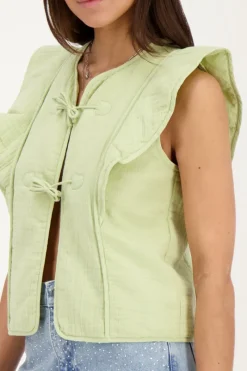 My Jewellery Veste Sans Manches e Avec Nœuds Et Volants Vert Hot