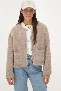 My Jewellery Veste Teddy Beige Avec Boutons Discount