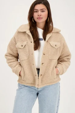 My Jewellery Veste Teddy Beige Avec Poches Clearance