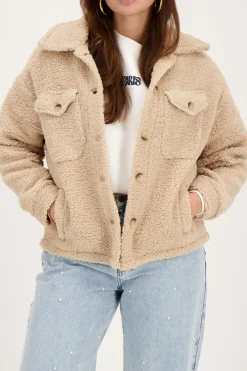 My Jewellery Veste Teddy Beige Avec Poches Clearance