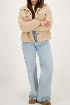 My Jewellery Veste Teddy Beige Avec Poches Clearance